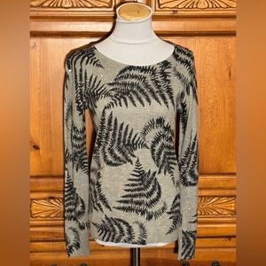 Grace Elements Black and Gray Fern Pattern Sweater